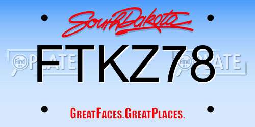 FTKZ78 South Dakota License Plate