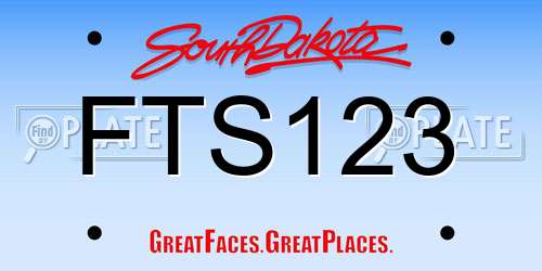 FTS123 South Dakota License Plate