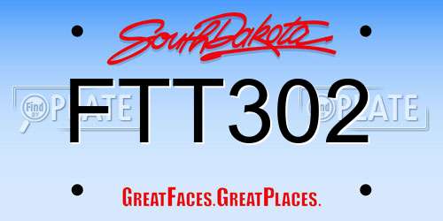 FTT302 South Dakota License Plate