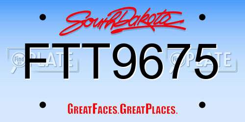 FTT9675 South Dakota License Plate