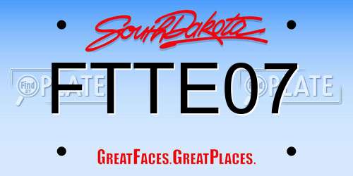 FTTE07 South Dakota License Plate