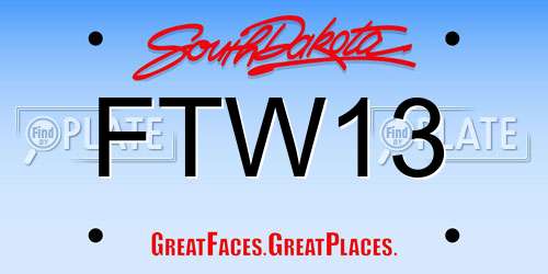 FTW13 South Dakota License Plate