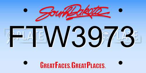 FTW3973 South Dakota License Plate