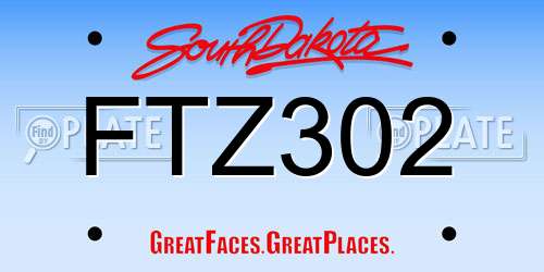 FTZ302 South Dakota License Plate