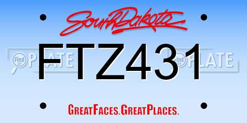 FTZ431 South Dakota License Plate