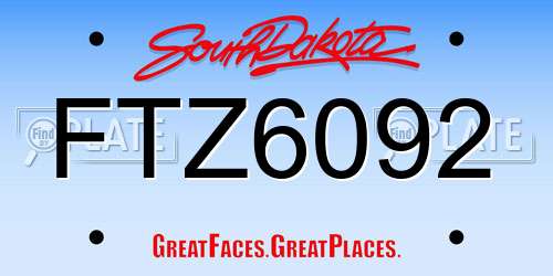 FTZ6092 South Dakota License Plate