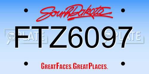 FTZ6097 South Dakota License Plate