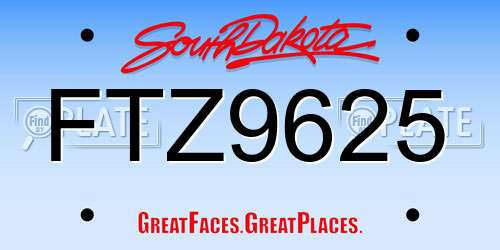 FTZ9625 South Dakota License Plate