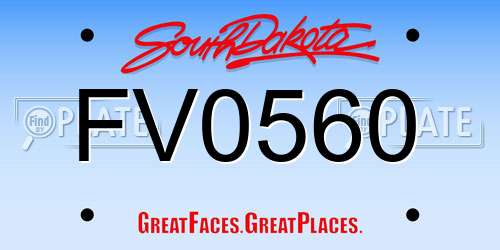 FV0560 South Dakota License Plate