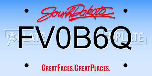 FV0B6Q South Dakota License Plate