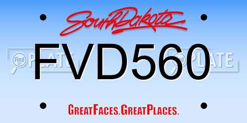 FVD560 South Dakota License Plate
