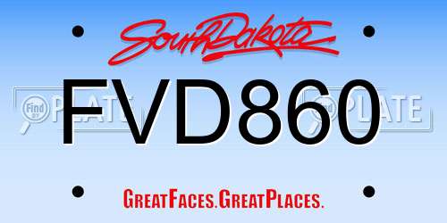 FVD860 South Dakota License Plate