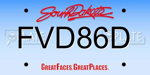 FVD86D South Dakota License Plate