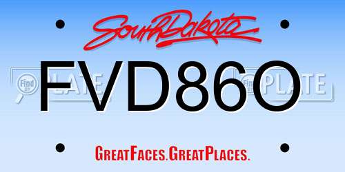 FVD86O South Dakota License Plate