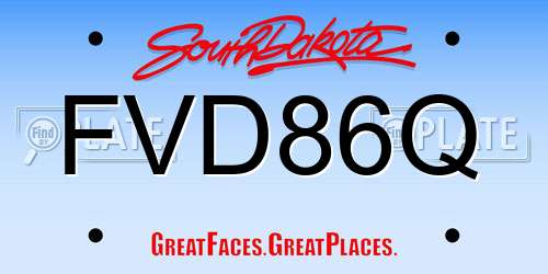 FVD86Q South Dakota License Plate