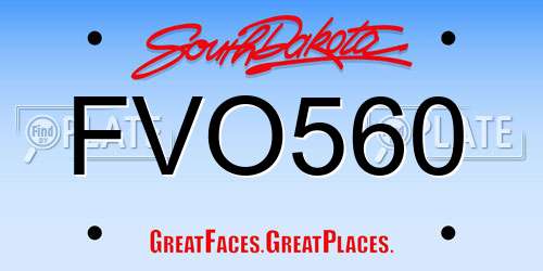 FVO560 South Dakota License Plate
