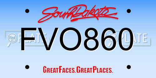 FVO860 South Dakota License Plate