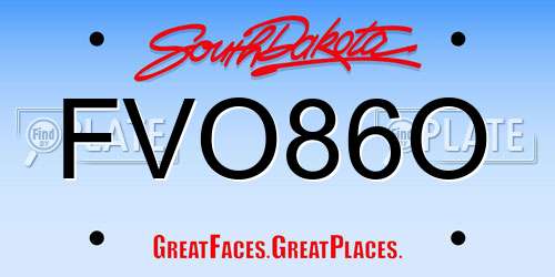 FVO86O South Dakota License Plate