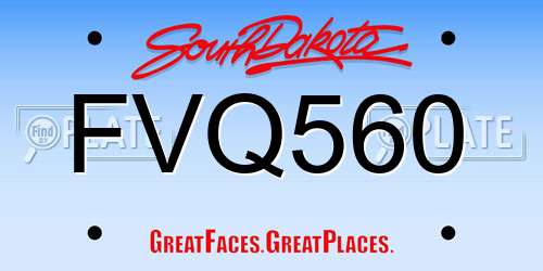FVQ560 South Dakota License Plate