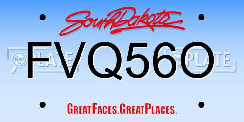FVQ56O South Dakota License Plate