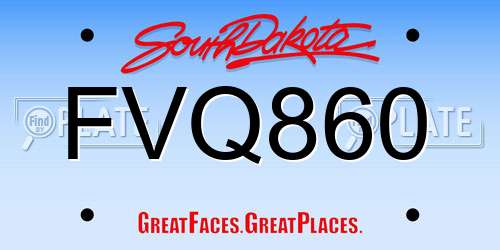 FVQ860 South Dakota License Plate