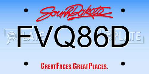 FVQ86D South Dakota License Plate