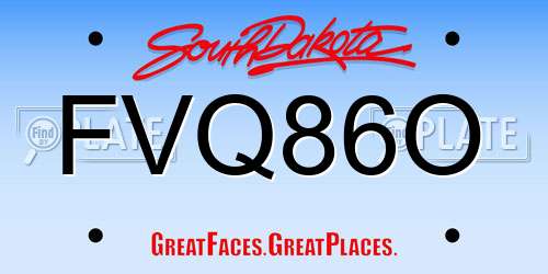 FVQ86O South Dakota License Plate
