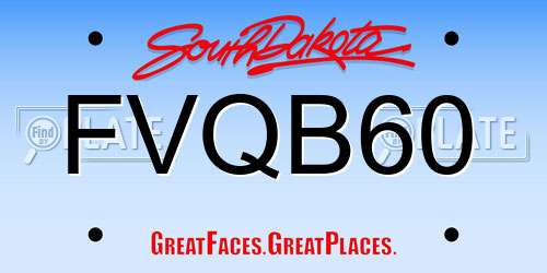 FVQB60 South Dakota License Plate