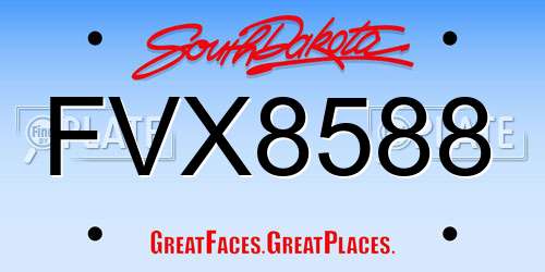 FVX8588 South Dakota License Plate
