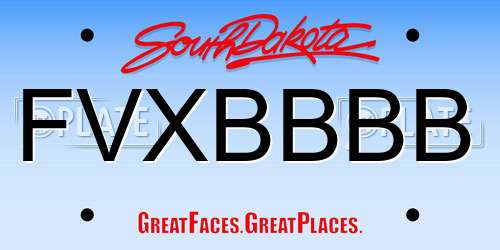 FVXBBBB South Dakota License Plate