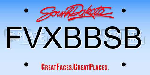 FVXBBSB South Dakota License Plate
