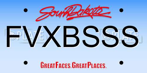 FVXBSSS South Dakota License Plate