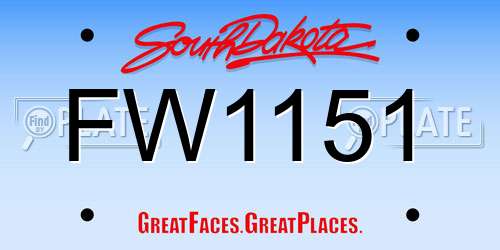 FW1151 South Dakota License Plate