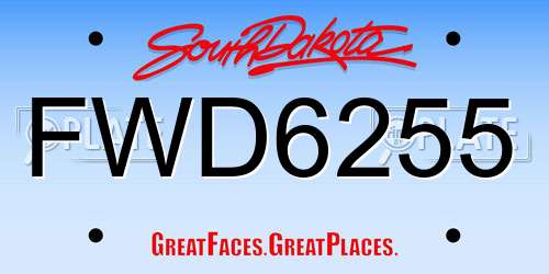 FWD6255 South Dakota License Plate