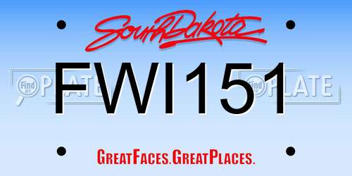 FWI151 South Dakota License Plate