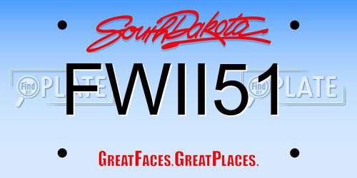 FWII51 South Dakota License Plate