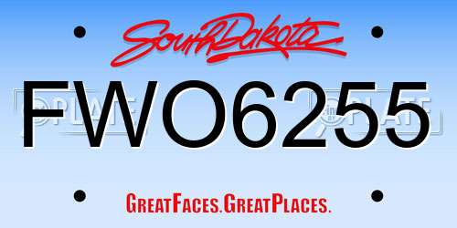 FWO6255 South Dakota License Plate