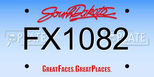 FX1082 South Dakota License Plate