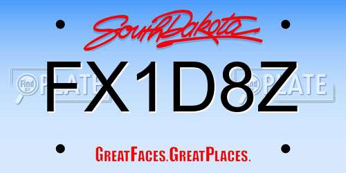 FX1D8Z South Dakota License Plate