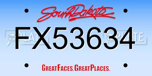 FX53634 South Dakota License Plate