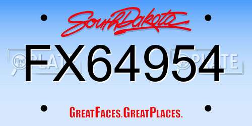 FX64954 South Dakota License Plate