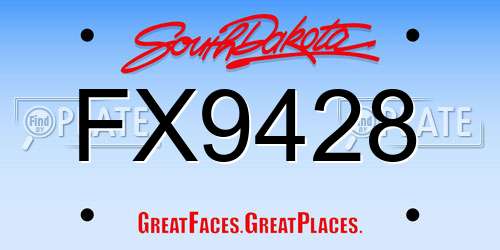 FX9428 South Dakota License Plate