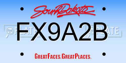 FX9A2B South Dakota License Plate