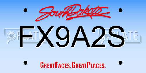 FX9A2S South Dakota License Plate