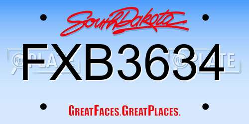 FXB3634 South Dakota License Plate