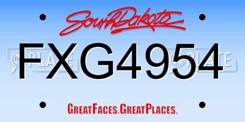 FXG4954 South Dakota License Plate