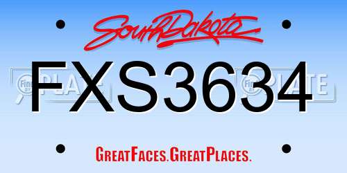 FXS3634 South Dakota License Plate