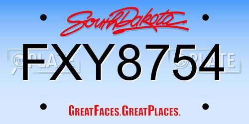 FXY8754 South Dakota License Plate