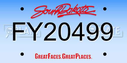 FY20499 South Dakota License Plate
