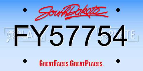 FY57754 South Dakota License Plate